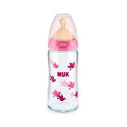 NUK Γυάλινο Μπιμπερό First Choice Plus Temperature Control Κατά Των Κολικών Με Θηλή Καουτσούκ 0-6M 240Ml 1Τμχ. 10745122 40086003