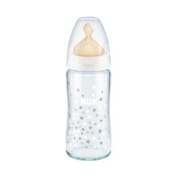 NUK Γυάλινο Μπιμπερό First Choice Plus Temperature Control Κατά Των Κολικών Με Θηλή Καουτσούκ 0-6M 240Ml 1Τμχ. 10745122 40086003