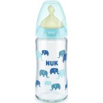 NUK First Choice Plus Temperature Control Anti-Colic Glass Baby Bottle With Rubber Nipple 0-6M 240Ml 1Pc. 10745122 4008600382386