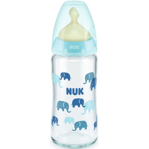 NUK Γυάλινο Μπιμπερό First Choice Plus Temperature Control Κατά Των Κολικών Με Θηλή Καουτσούκ 0-6M 240Ml 1Τμχ. 10745122 40086003