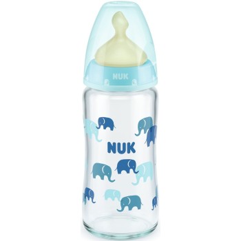 NUK Γυάλινο Μπιμπερό First Choice Plus Temperature Control Κατά Των Κολικών Με Θηλή Καουτσούκ 0-6M 240Ml 1Τμχ. 10745122 40086003
