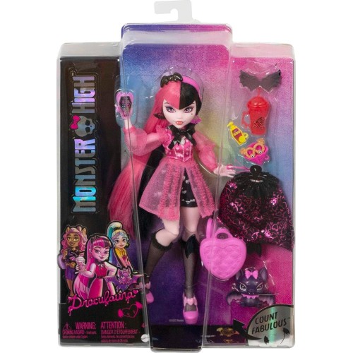 Mattel Monster High Doll, Draculaura With Accessories And Pet Bat, Posable Fashion HHK51 194735069910