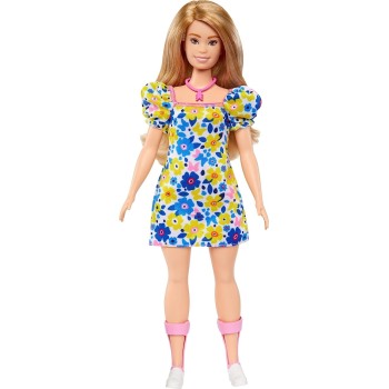 Mattel Barbie Fashionista Κούκλα Barbie Με Σύνδρομο Down - Yellow Blue Floral FBR37 / HJT05 194735093854
