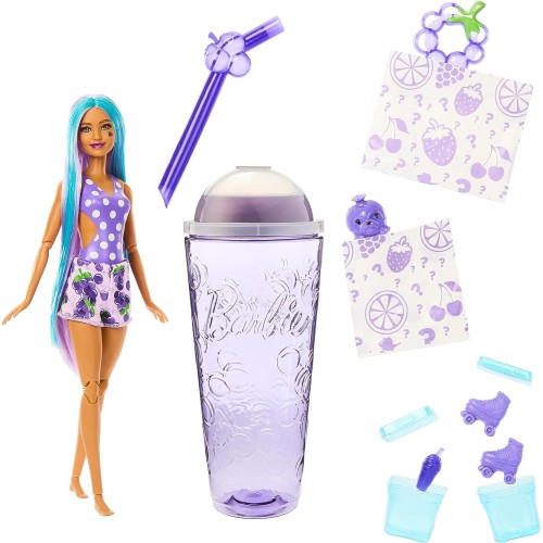 Mattel Barbie Pop Reveal Fruit Series Doll, Grapefruit Design With 8 Surprises, Including Pets And Accessories, Mucus, HNW44 194