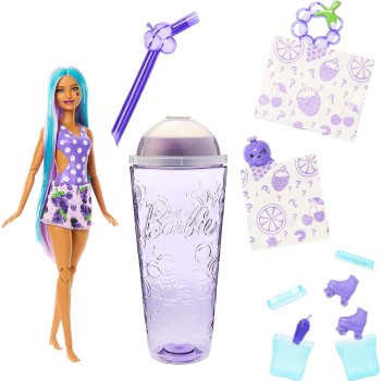 Mattel Barbie Pop Reveal Fruit Series Doll, Grapefruit Design With 8 Surprises, Including Pets And Accessories, Mucus, HNW44 194