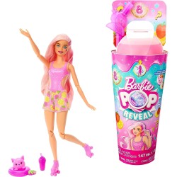 Mattel Barbie Pop Reveal Fruit Series Doll, Strawberry Lime Design With 8 Surprises, Including Pets And Accessories, Mucus HNW41