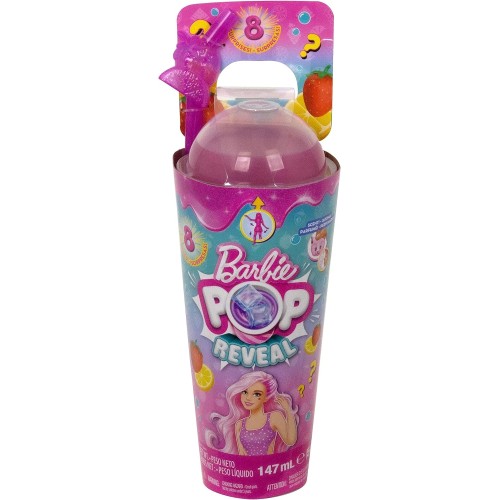 Mattel Barbie Pop Reveal Fruit Series Doll, Strawberry Lime Design With 8 Surprises, Including Pets And Accessories, Mucus HNW41