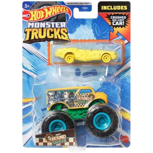 Mattel Hot Wheels Monster Trucks 1 64 Όχημα Με Αυτοκινητάκι - Hound Hauler GRH81 / HKM12 194735103638