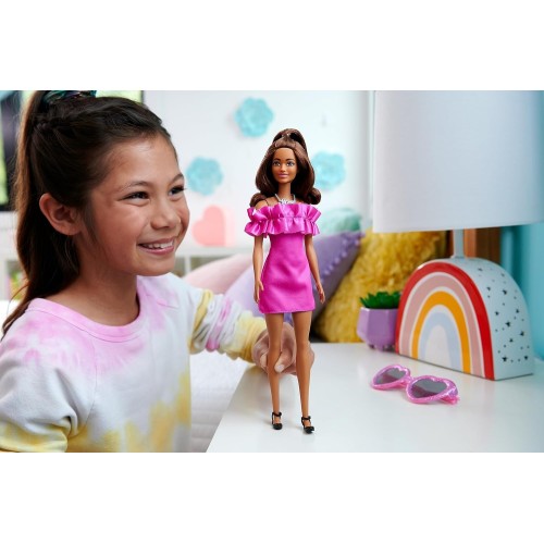 Mattel Barbie Fashionistas - Κούκλα Fashionista Pink Ruffle Sleeves Dress FBR37 / HRH15 194735176724