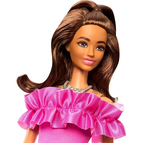 Mattel Barbie Fashionista Doll - Pink Ruffle Sleeves Dress FBR37 / HRH15 194735176724