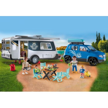Playmobil Family Fun Caravan With Car 71423 4008789714237