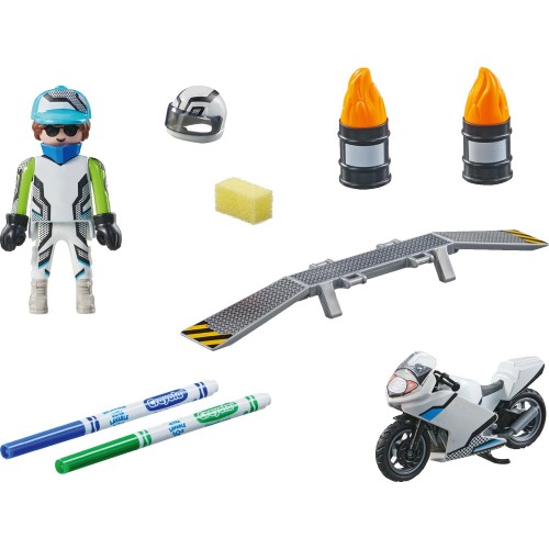 Playmobil Color Μοτοσικλέτα Με Οδηγό 71377 4008789713773