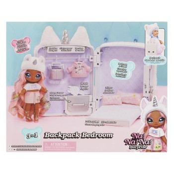 MGA Entertainment Na! Na! Na! Surprise 3-In-1 Backpack Bedroom Unicorn Playset- Tiffany Sparkles 592365EUC 035051592365