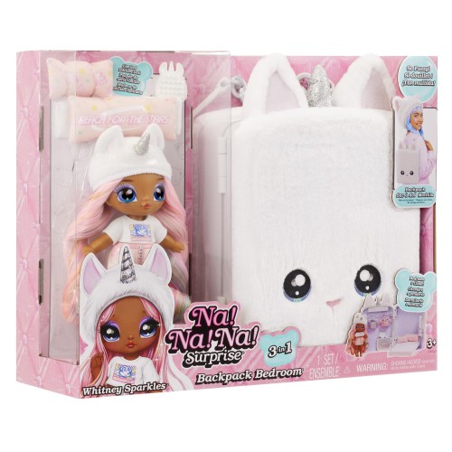 MGA Entertainment Na! Na! Na! Surprise 3-In-1 Backpack Bedroom Unicorn Playset- Tiffany Sparkles 592365EUC 035051592365