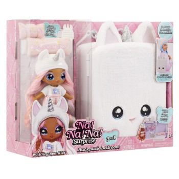 MGA Entertainment Na! Na! Na! Surprise 3-In-1 Backpack Bedroom Unicorn Playset- Tiffany Sparkles 592365EUC 035051592365