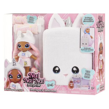 MGA Entertainment Na! Na! Na! Surprise 3-In-1 Backpack Bedroom Unicorn Playset- Tiffany Sparkles 592365EUC 035051592365