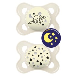 MAM Original Night Silicone Pacifier 2-6 Months Cream 2 Pieces 110SU 9001616832208