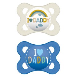 MAM Pacifier I Love Daddy Silicone 2-6 Months Blue/Transparent 2 Pieces 115SB1 9001616832215
