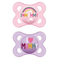 MAM I Love Mummy Silicone Pacifier 2-6 Months Purple/Pink 2 Pieces 115SG1 9001616832239