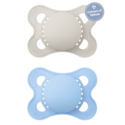 MAM Colors Of Nature Silicone Pacifier 2-6 Months Grey/Blue 2 Pieces 118SB 9001616832154