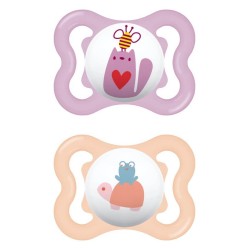 MAM Air Silicone Pacifier 2-6 Months Better Together Collection Purple/Orange 2 Pieces 120SG 9001616832482
