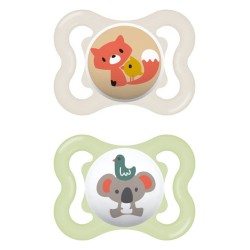 MAM Air Silicone Pacifier 2-6 Months Better Together Collection Beige/Green 2 Pieces 120SU 9001616832499