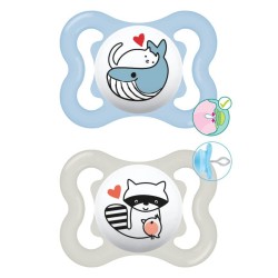 MAM Supreme Silicone Pacifier 2-6 Months Better Together Collection Blue/Grey 2 Pieces 145SB 9001616832840