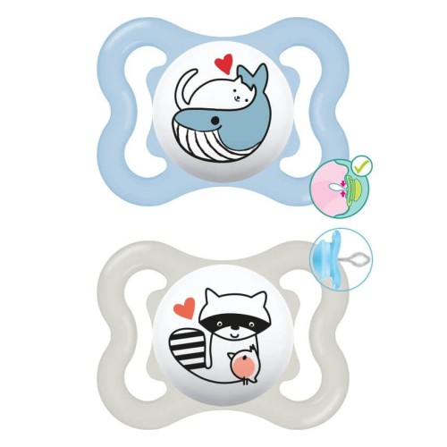 MAM Supreme Silicone Pacifier 2-6 Months Better Together Collection Blue/Grey 2 Pieces 145SB 9001616832840