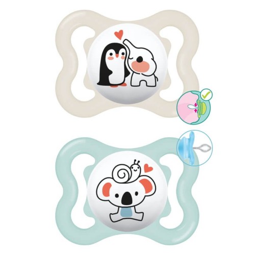 MAM Supreme Silicone Pacifier 2-6 Months Better Together Collection Beige/Green 2 Pieces 145SU 9001616832864