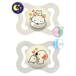 MAM Supreme Night Silicone Pacifier 2-6 Months Better Together Collection Cream 2 Pieces 148SU 9001616832895