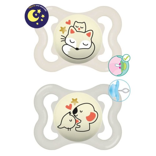MAM Supreme Night Silicone Pacifier 2-6 Months Better Together Collection Cream 2 Pieces 148SU 9001616832895