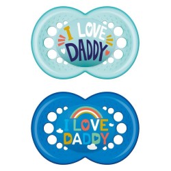 MAM Pacifier I Love Daddy Silicone 6-16 Months Turquoise/Blue 2 Pieces 170SB1 9001616832406