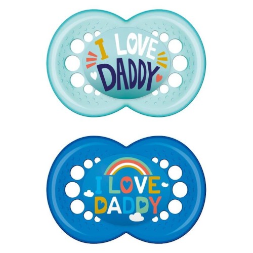 MAM Pacifier I Love Daddy Silicone 6-16 Months Turquoise/Blue 2 Pieces 170SB1 9001616832406
