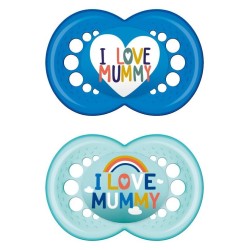 MAM I Love Mummy Silicone Pacifier 6-16 Months Turquoise/Blue 2 Pieces 170SB2 9001616832413