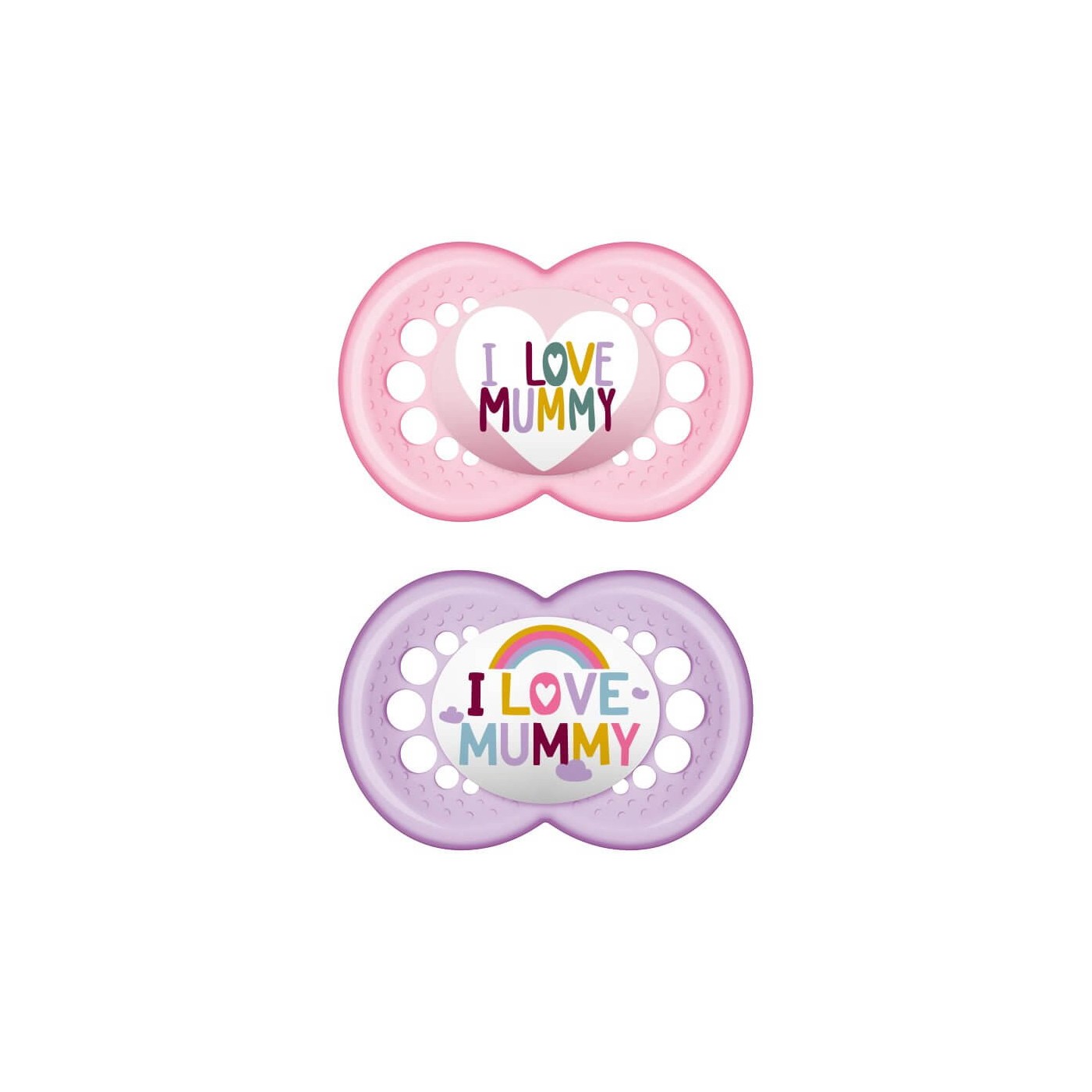 MAM I Love Mummy Silicone Pacifier 6-16 Months Purple/Pink 2 Pieces ...