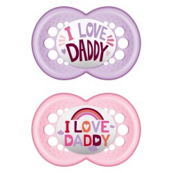 MAM Pacifier I Love Daddy Silicone 6-16 Months Purple/Pink 2 Pieces 170SG2 9001616832437