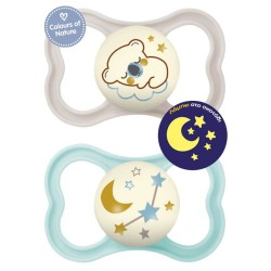 MAM Air Night Silicone Pacifier 6-16 Months Grey/Veraman 2 Pieces 217SU 9001616832581