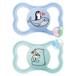 MAM Supreme Silicone Pacifier 6-16 Months Better Together Collection Blue/Turquoise 2 Pieces 245SB 9001616832901