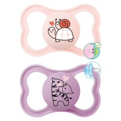 MAM Supreme Silicone Pacifier 6-16 Months Better Together Collection Pink/Purple 2 Pieces 245SG 9001616832918