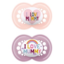 MAM I Love Mummy Silicone Pacifier 16+ Months Pink/Purple 2 Pieces 265SG1 9001616832734