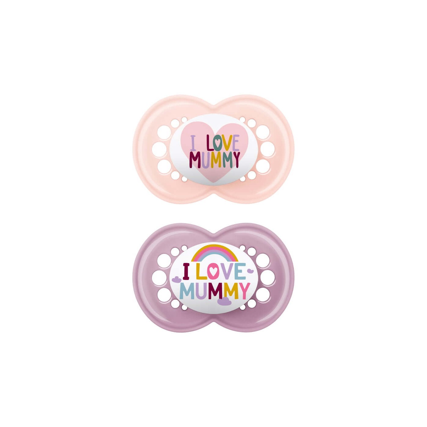 MAM I Love Mummy Silicone Pacifier 16+ Months Pink/Purple 2 Pieces ...