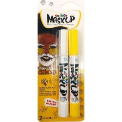 CARIOCA Mask Up Μαρκαδόροι Προσώπου 2Χρ. Ζώα - Άσπρο/Κίτρινο 53231 / 43313 8003511433130