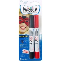 CARIOCA Mask Up Μαρκαδόροι Προσώπου 2Χρ. Καρναβάλι - Κόκκινο/Μαύρο 53231 / 43312 8003511433123