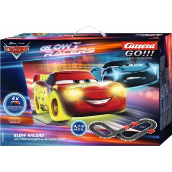 CARRERA Go!!! Set: Disney Cars - Glow Racers Lightning Mcqueen Vs Jackson Storm - Battery Operated 1:43 20063521 091035 40074866