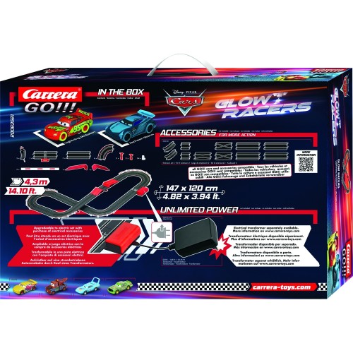 CARRERA Go!!! Set: Disney Cars - Glow Racers Lightning Mcqueen Vs Jackson Storm - Battery Operated 1:43 20063521 091035 40074866
