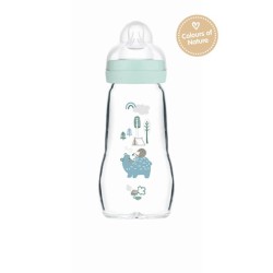 MAM Μπιμπερό Γυάλινο Feel Good 260Ml Συλλογή Forest Γαλάζιο 377SB 9001616833526