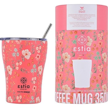 Estia Thermos Coffee Mug Save The Aegean 350Ml Bouquet Coral 01-16906 5207158016906