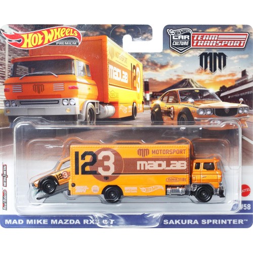 Mattel Hot Wheels Premium Mad Mike Mazda Rx3 Gt Sakura Sprinter Νταλίκα Με Αυτοκινητάκι FLF56 / HKF44 194735102259