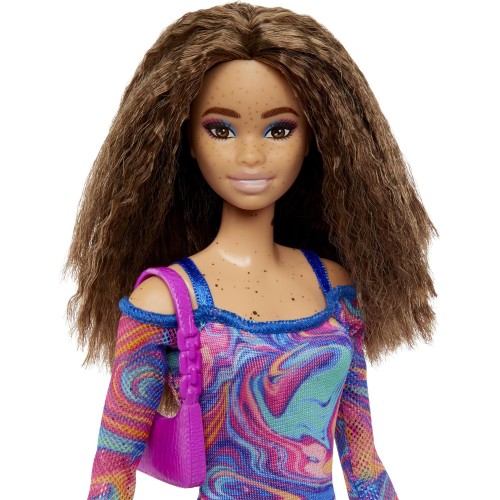 Mattel Barbie Fashionistas Doll 206 With Crimped Hair And Freckles Fashionista - Rainbow Marble Swirl FBR37 / HJT03 194735094394