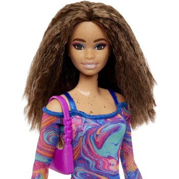 Mattel Barbie Fashionistas Doll 206 With Crimped Hair And Freckles Fashionista - Rainbow Marble Swirl FBR37 / HJT03 194735094394